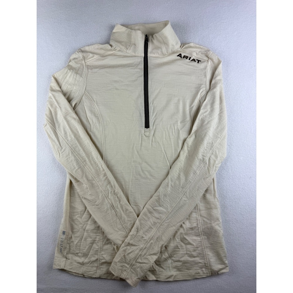Ariat Women AriatTEK Quarter Zip Long Sleeve Base Layer Top Cream Large